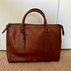 Fossil Brown Leather Handbag with Crossbody Strap
